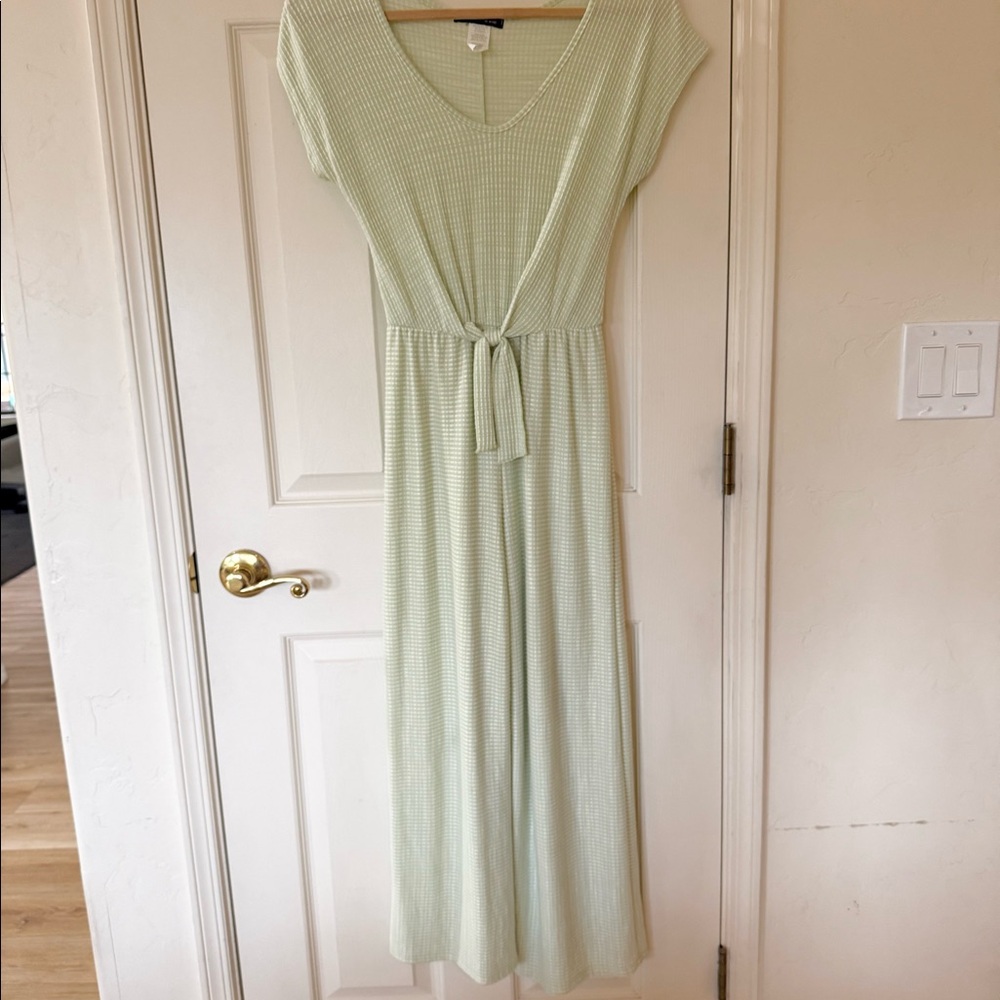 Light Green Striped Long Romper - Size Small